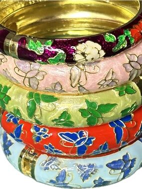 Cloisonné Bracelet hinged cuff size 7 Buyer selects what color 🌸🦋